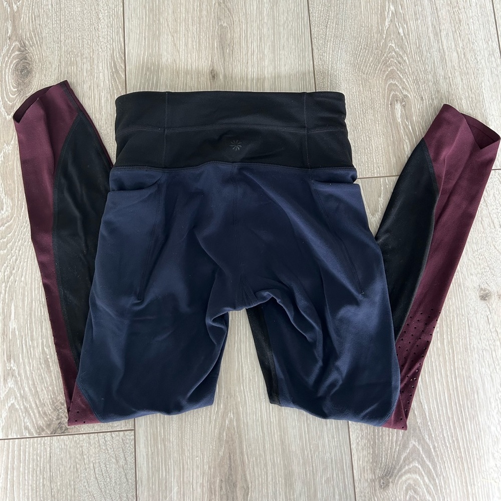 Athleta color block leggings with pockets XS